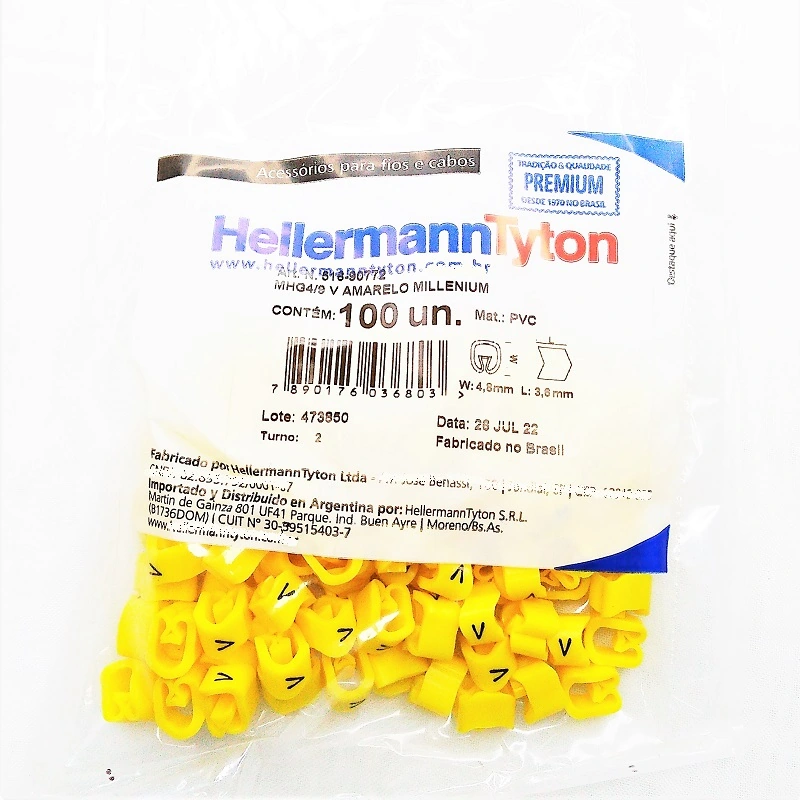 Identificador Para Cabos Letra V Mhg4/9 Hellermann