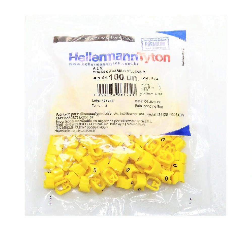 Identificador Para Cabos Número 0 Amarelo Mhg4/9 Hellermann