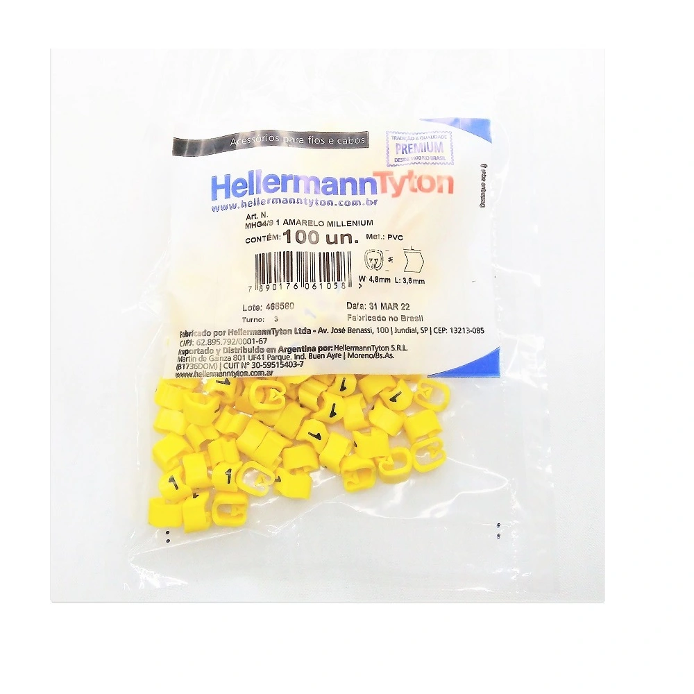 Identificador Para Cabos Número 1 Amarelo Mhg4/9 Hellermann