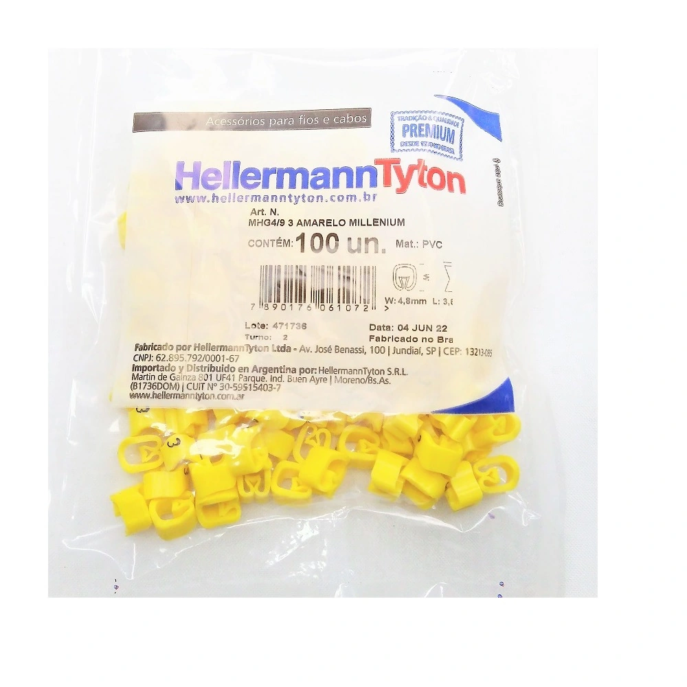 Identificador Para Cabos Número 3 Amarelo Mhg4/9 Hellermann