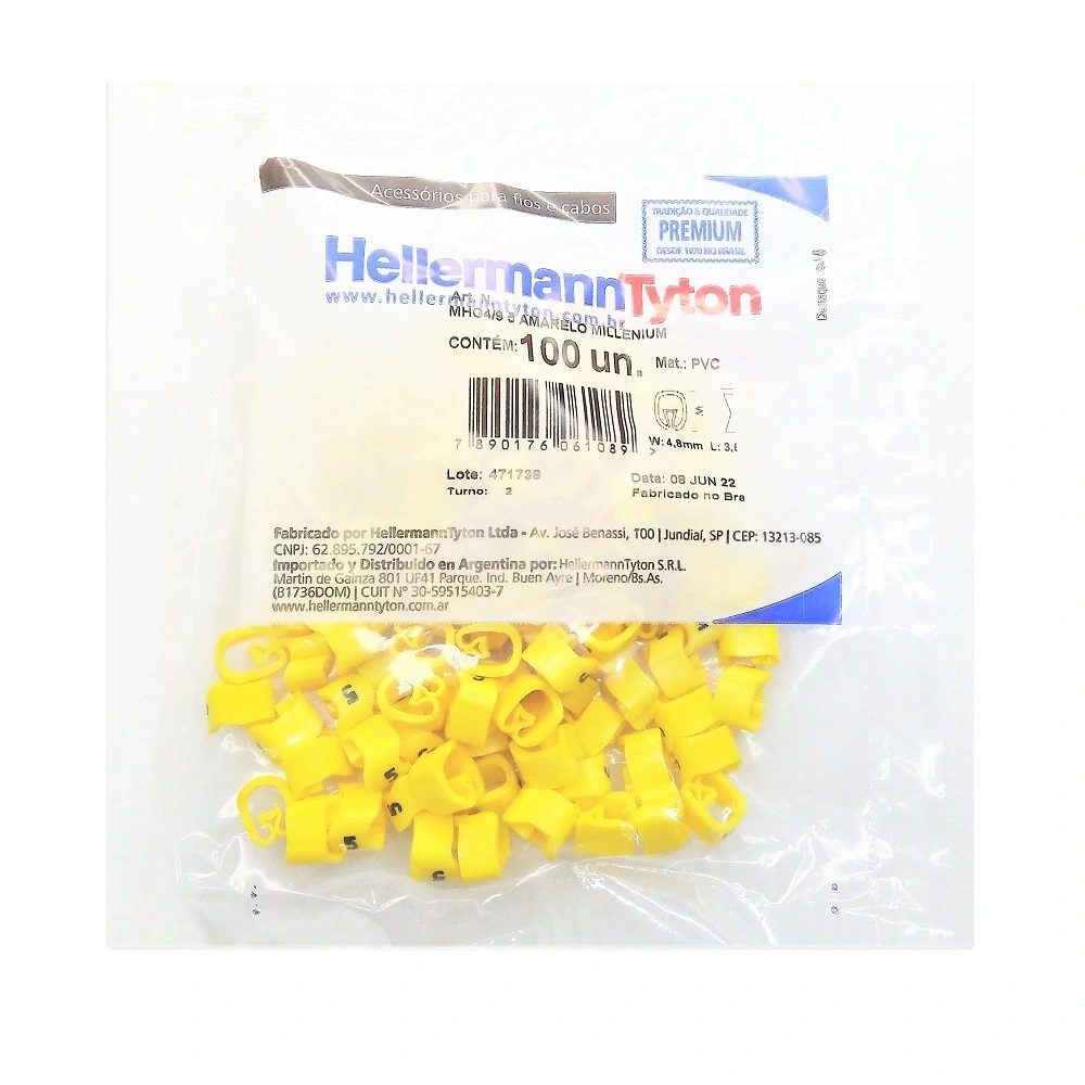 Identificador Para Cabos Número 5 Amarelo Mhg4/9 Hellermann