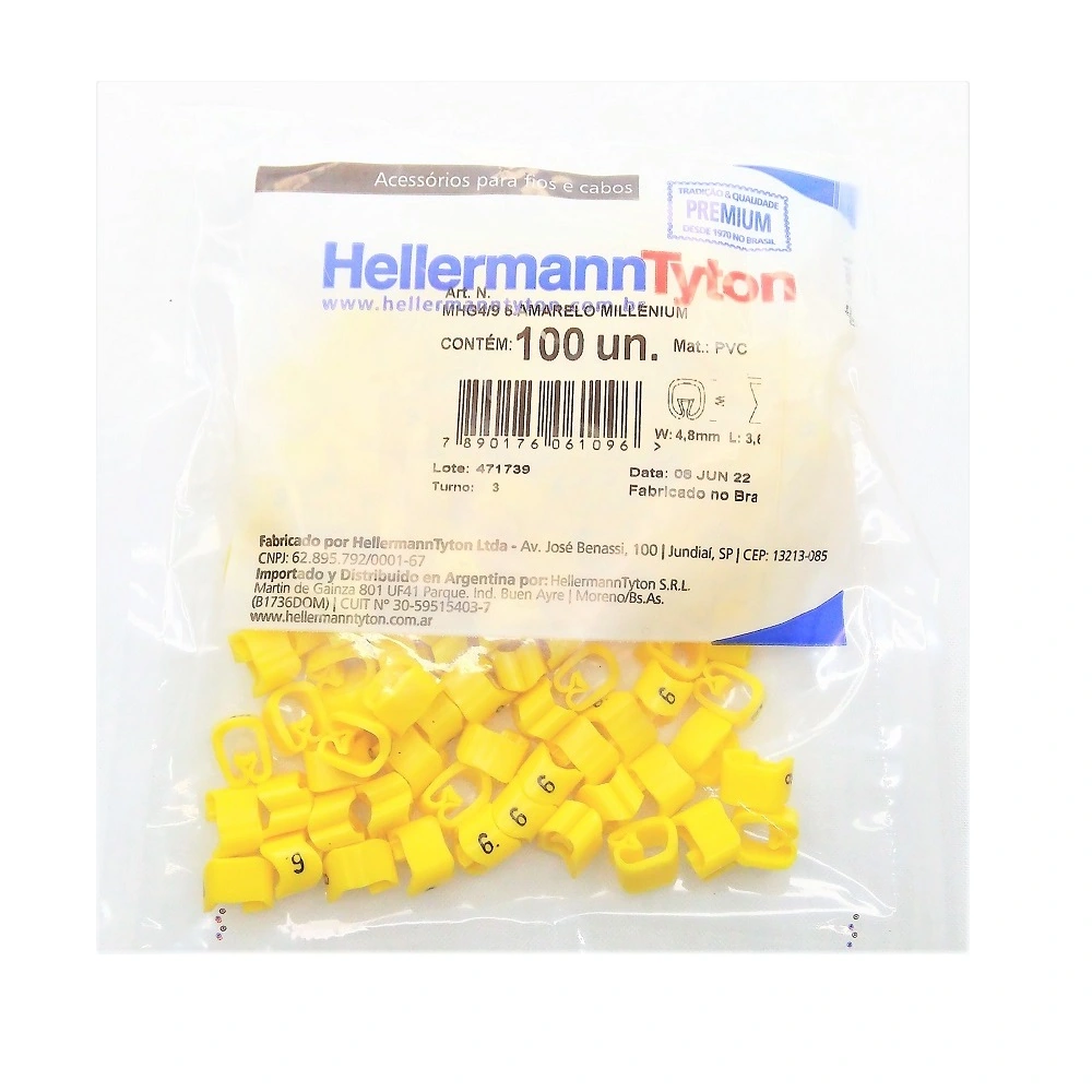 Identificador Para Cabos Número 6 Amarelo Mhg4/9 Hellermann