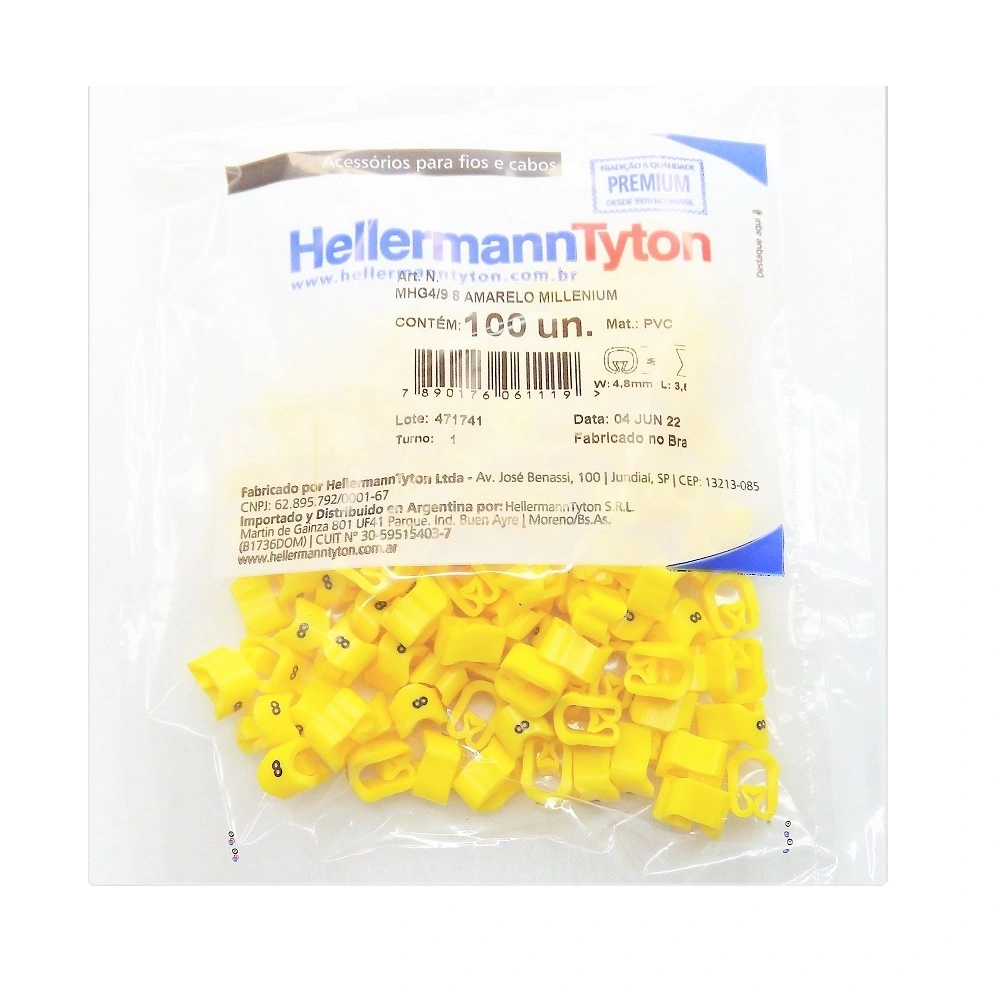 Identificador Para Cabos Número 8 Amarelo Mhg4/9 Hellermann