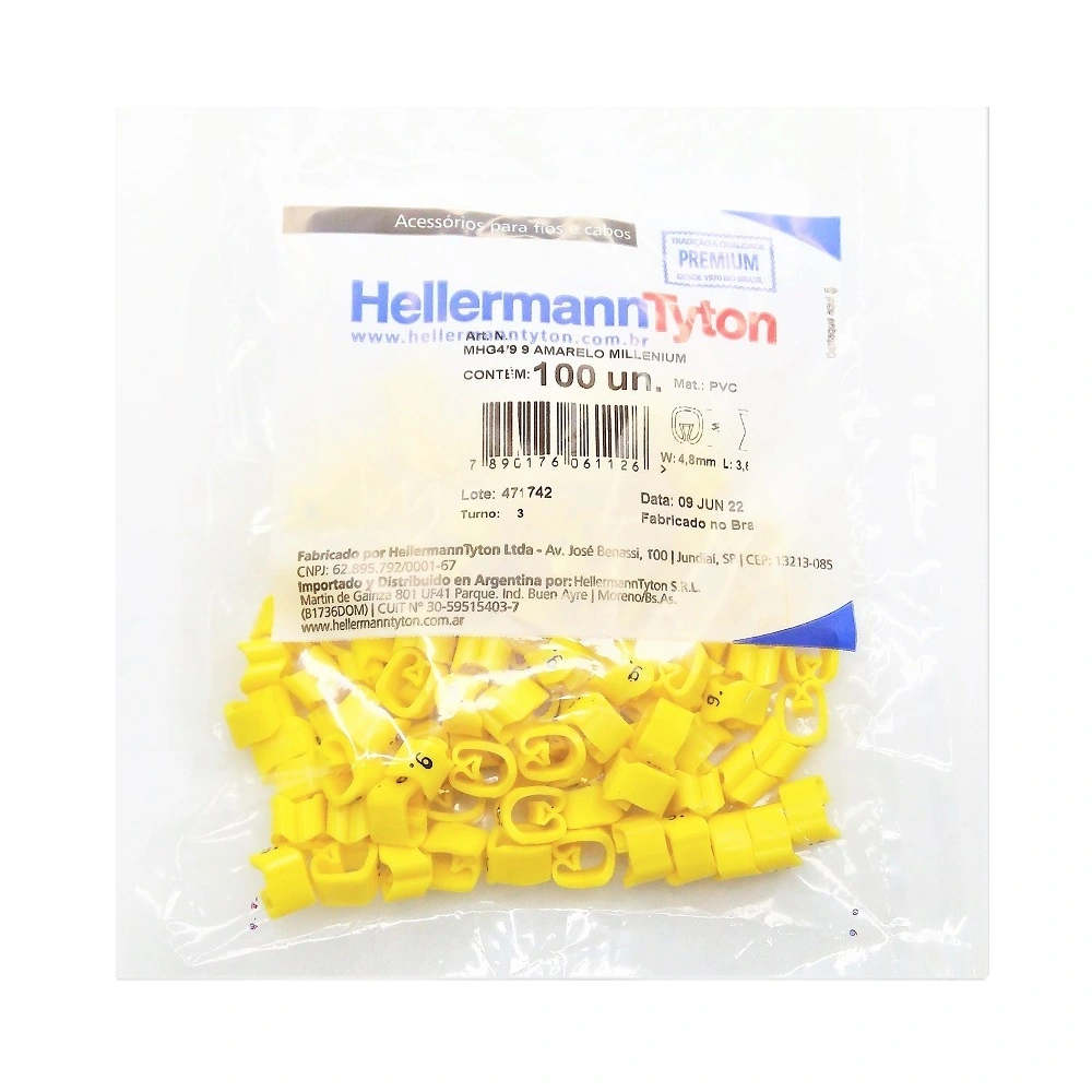 Identificador Para Cabos Número 9 Amarelo Mhg4/9 Hellermann