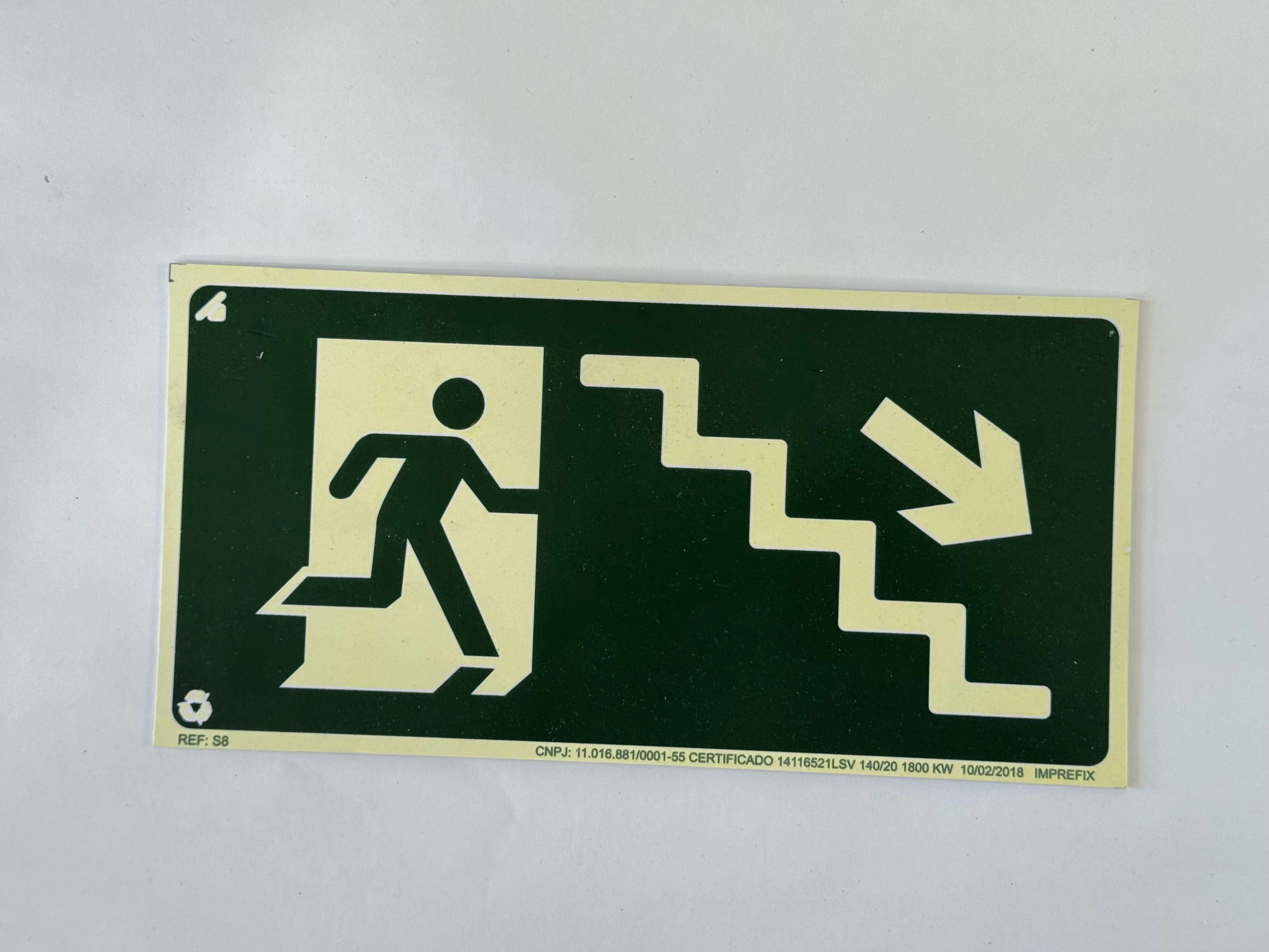 Placa De Sinalização Escada Descendo Direita S8 12x24