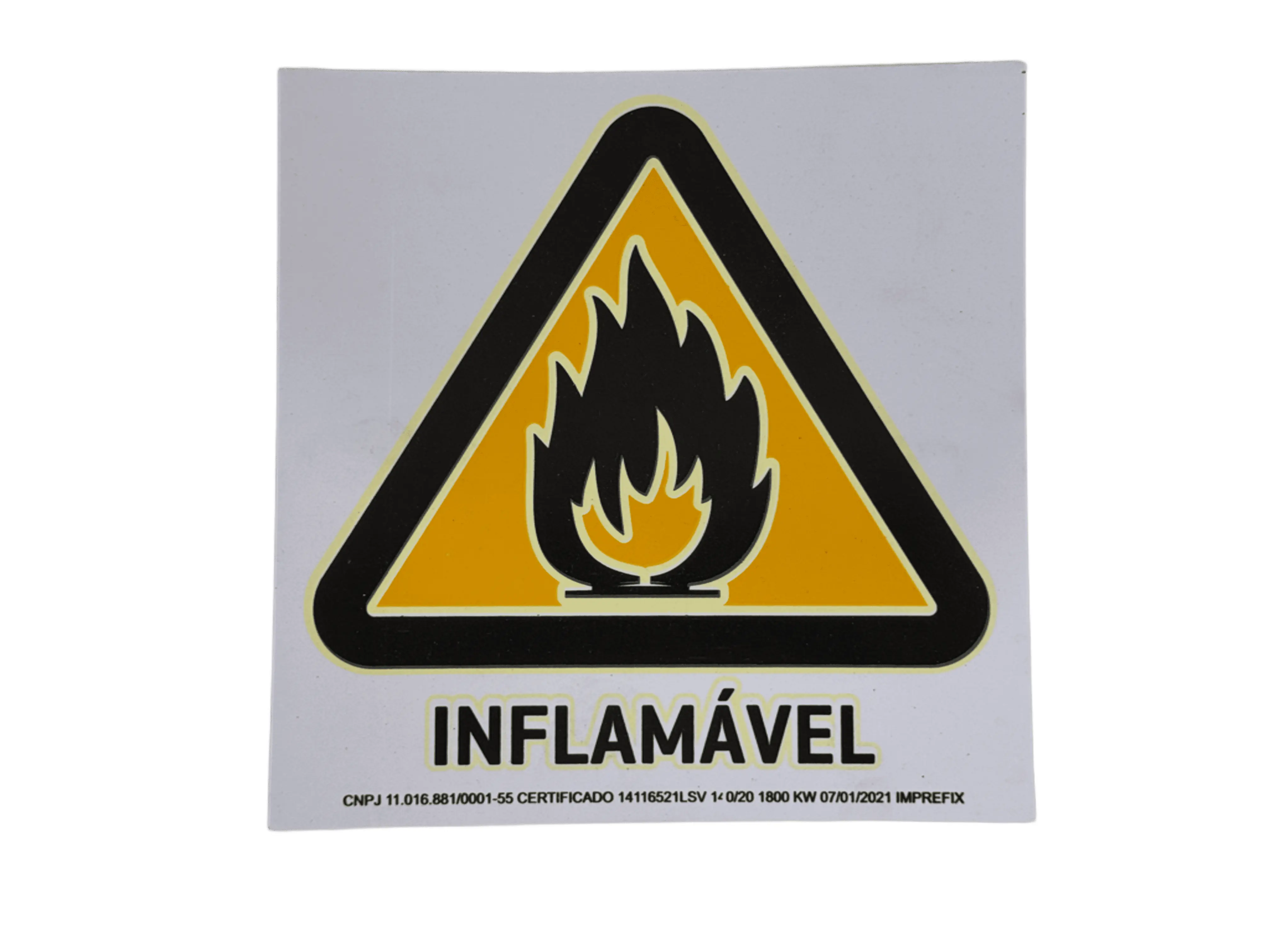 Placa De Sinalização Inflamável A2 20x20 Fotoluminescente