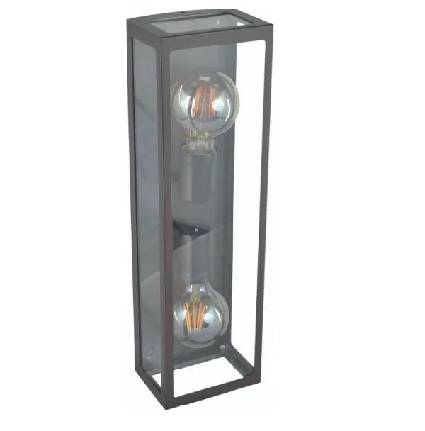 Arandela Externa Retro Retangular 5 Vidros Dupla 40cm Marrom Rl
