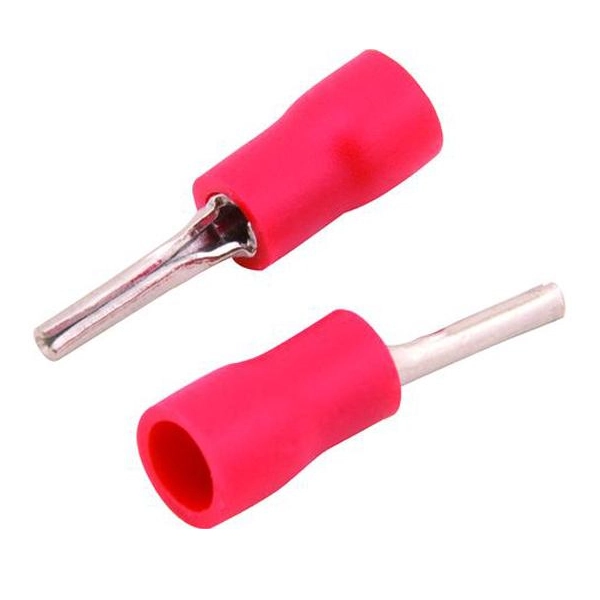 Terminal Pré Isolado Pino 0,50-1,50 Mm² X 12mm Vermelho 100 Peças