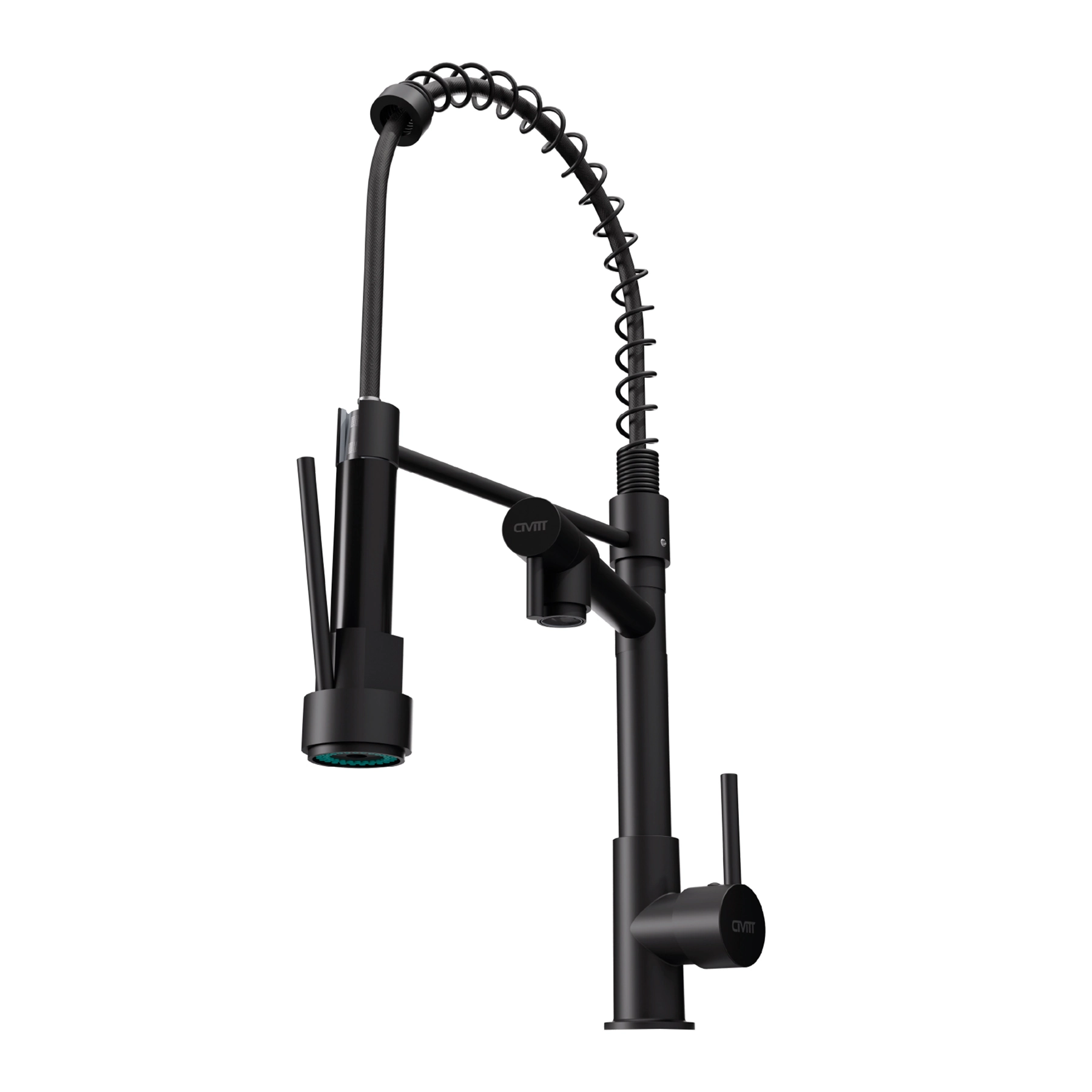 Torneira Monocomando Gourmet de Pia para Cozinha Bica Móvel Articulada com Extensor Flexível Preto Fosco DUO Civit