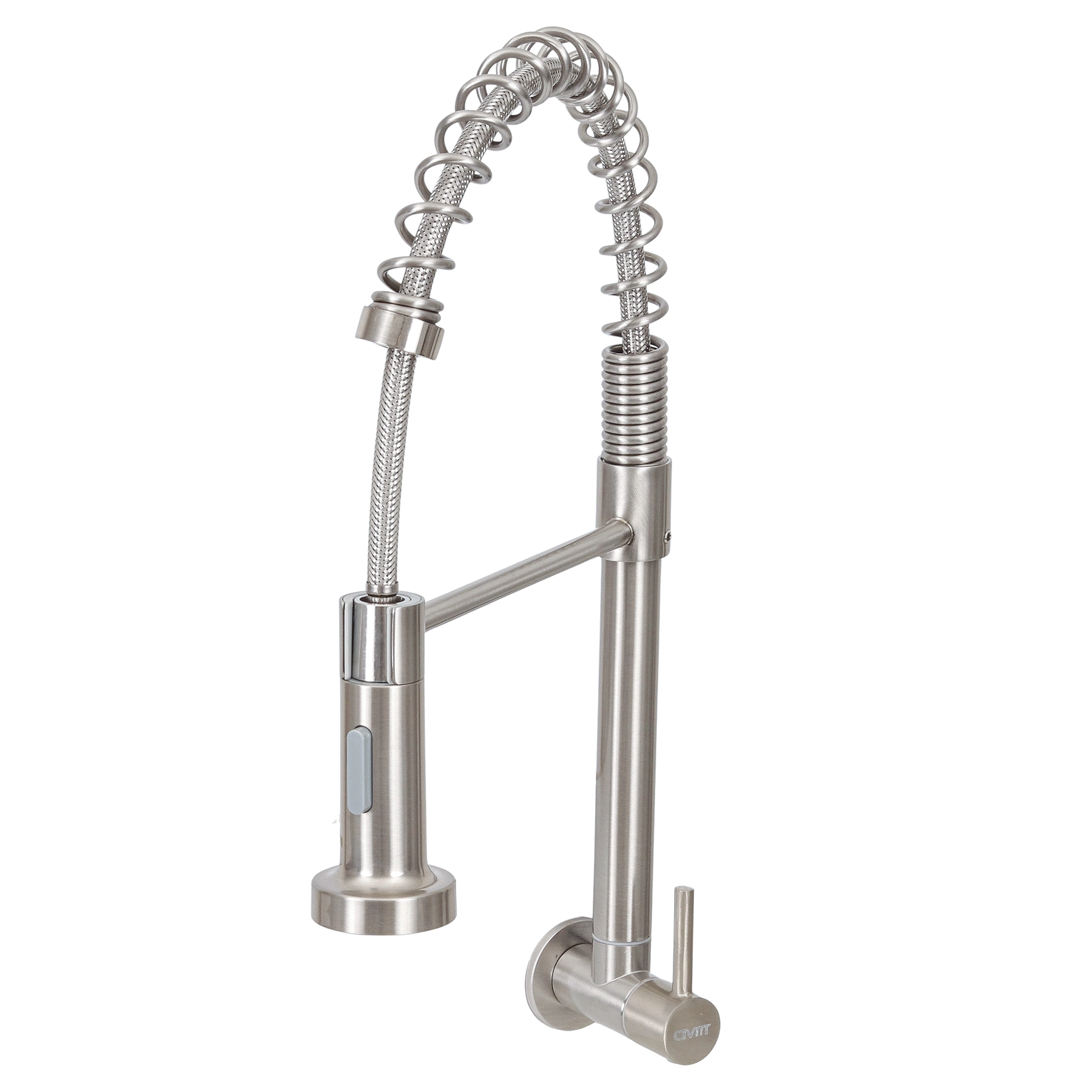 Torneira Gourmet de Parede para Cozinha com Bica Alta Flexível Inox Escovado Milão Civitt