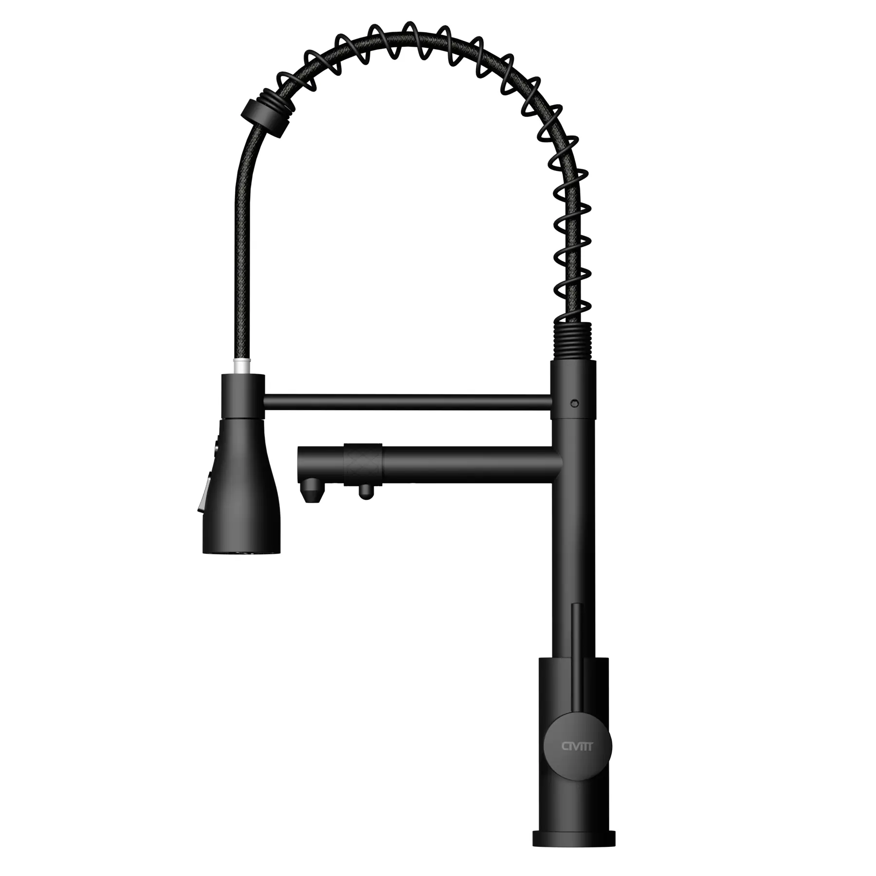 Torneira Gourmet com Saída para Água Filtrada de Pia para Cozinha com Bica Alta Articulável Preto Fosco Roma Civitt