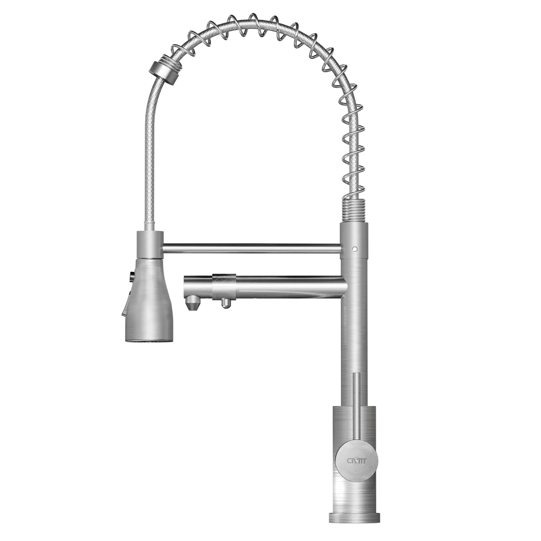 Torneira Gourmet com Saída para Água Filtrada de Pia para Cozinha com Bica Alta Articulável Inox Escovado Roma Civitt