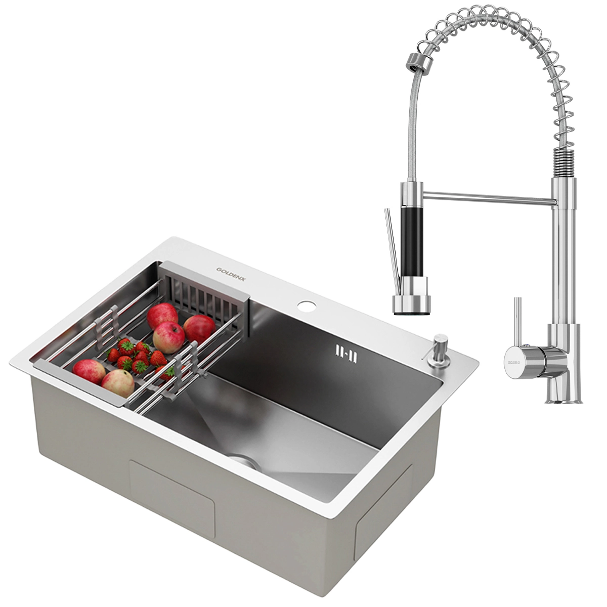 Kit Cuba Gourmet Quebec 62cm Aço Inox 304 e Torneira Gourmet Genebra Monocomando GoldenX