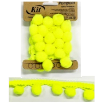 Franja Pompom 15mm Pp1.5x1m Amarelo Citrico Atacado Pct C/1mt Kit