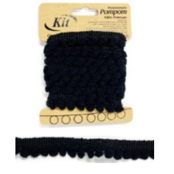 Franja Pompom 5mm Pp0.5x2m Preto Atacado Pct C/2mts Kit