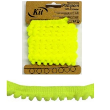 Franja Pompom 5mm Pp0.5x2m Amarelo Citrico Atacado Pct C/2mts Kit