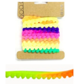 Franja Pompom 5mm Pp0.5x2m C Colorido Atacado Pct C/2mts Kit