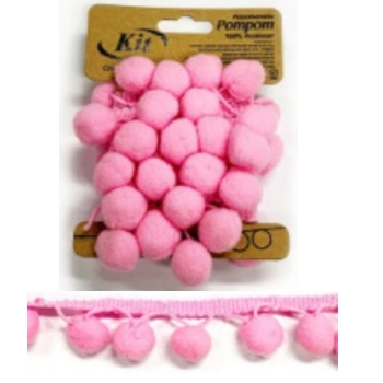 Franja Pompom 15mmx1m Pink Parco