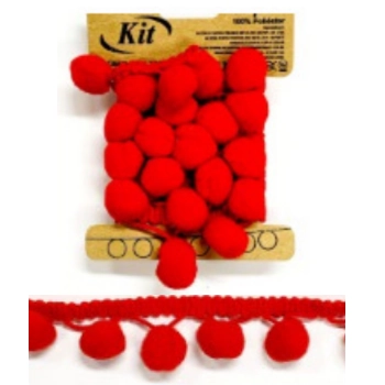 Franja Pompom 15mmx1m Vermelho Parco