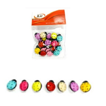 Botao Infantil Joaninha 8mm Multicor C/25
