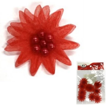 Aplicacao Organza Margarida Vermelho C/10 Parco