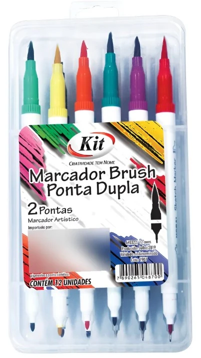 Marcador Brush Ponta Dupla 12 Cores