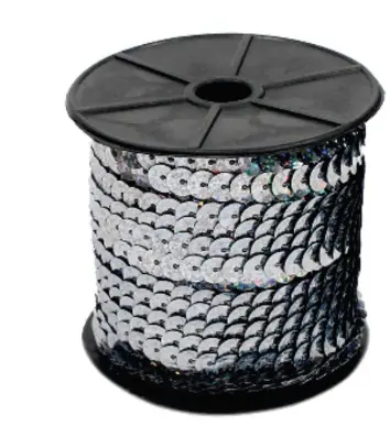 Paete Costurado Holografico 8mm Se8 Lz A30 Prata Atacado Rolo C/50mts Kit
