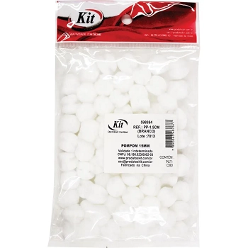 Pompom 15mm Pp 1.5 Branco Atacado Pct C/80 Kit