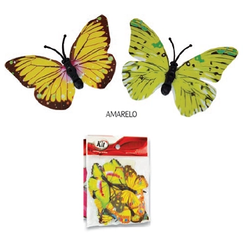 Aplicacao Borboleta Plastico Yw428 Amarelo Atacado Pct C/10 Kit