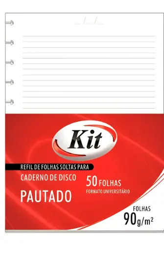 Refil Folha P/ Caderno Disco Pautado A5 50un Kit