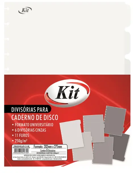 Divisorias Kitdisc Cinza C/6 Unidades R.ds 694 11 Gr Atacado Pct Unid Kit