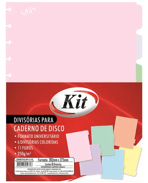 Divisorias Kitdisc Pastel C/6 Unid. Coloridas R.ds 694 11 Co Atacado Pct Unid Kit