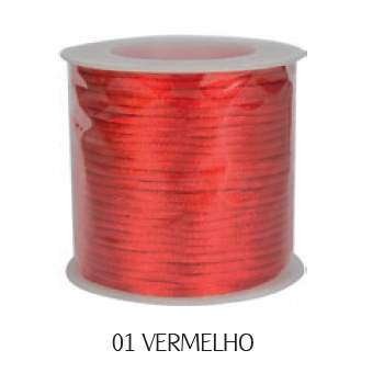 Cordao Cetim 1mm Ref.c1 01 Vermelho 20m