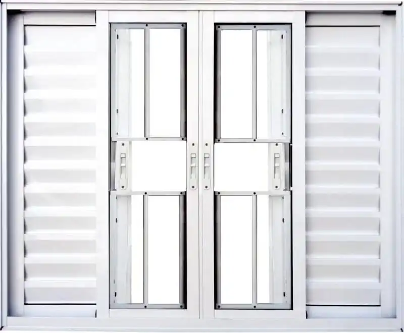 Veneziana De Aluminio 6 Folhas Com Grade Linha Premium Branco