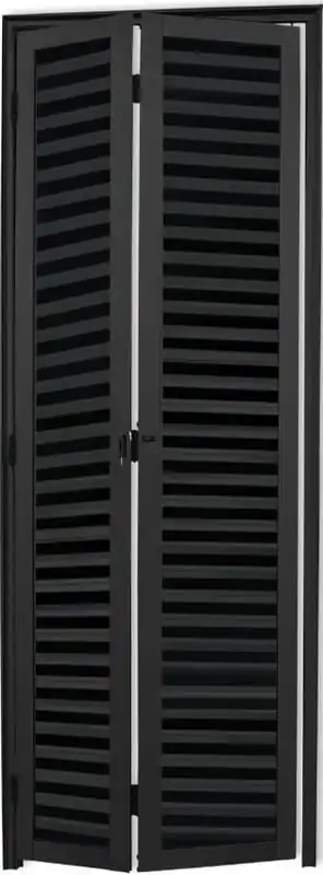 Porta De Aluminio Camarão Palheta C/trinco Linha Premium Preto