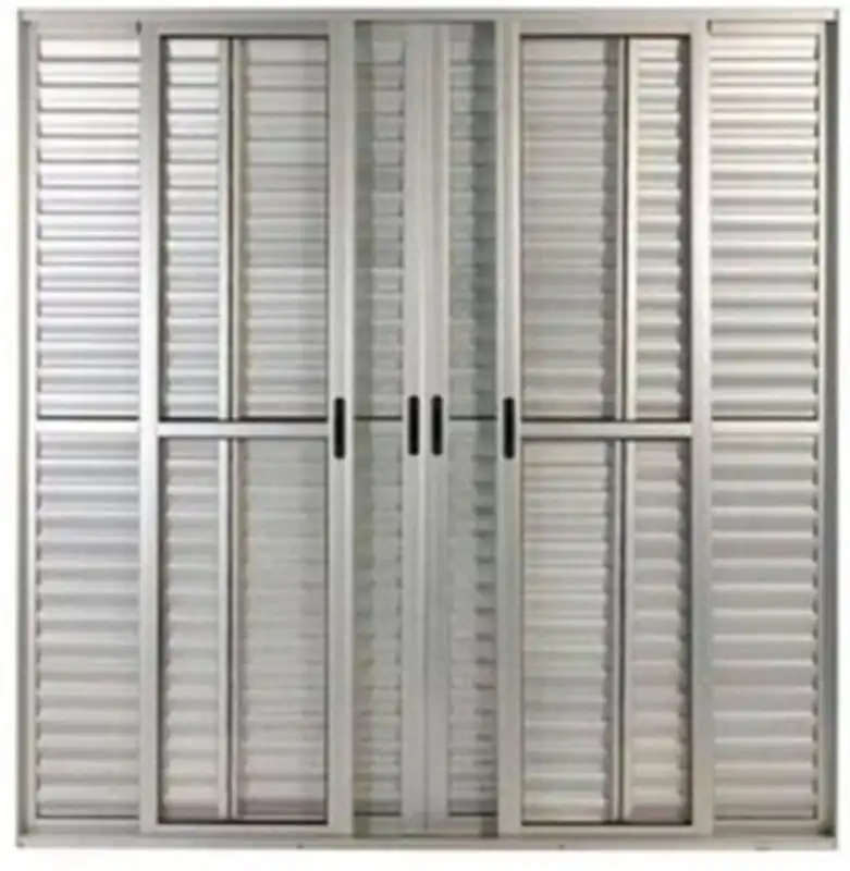 Porta De Aluminio Balcão 6 Folhas Com Fechadura Linha Premium Brilhante