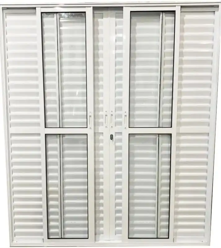 Porta De Aluminio Balcão 6 Folhas Com Fechadura Linha Premium Branco