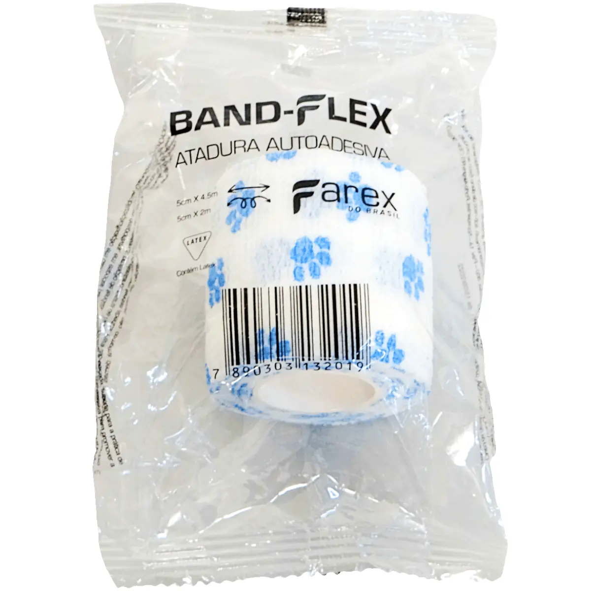 Atadura 5cm Branca Com Patinhas Band-Flex Autoadesiva Para Animais Farex