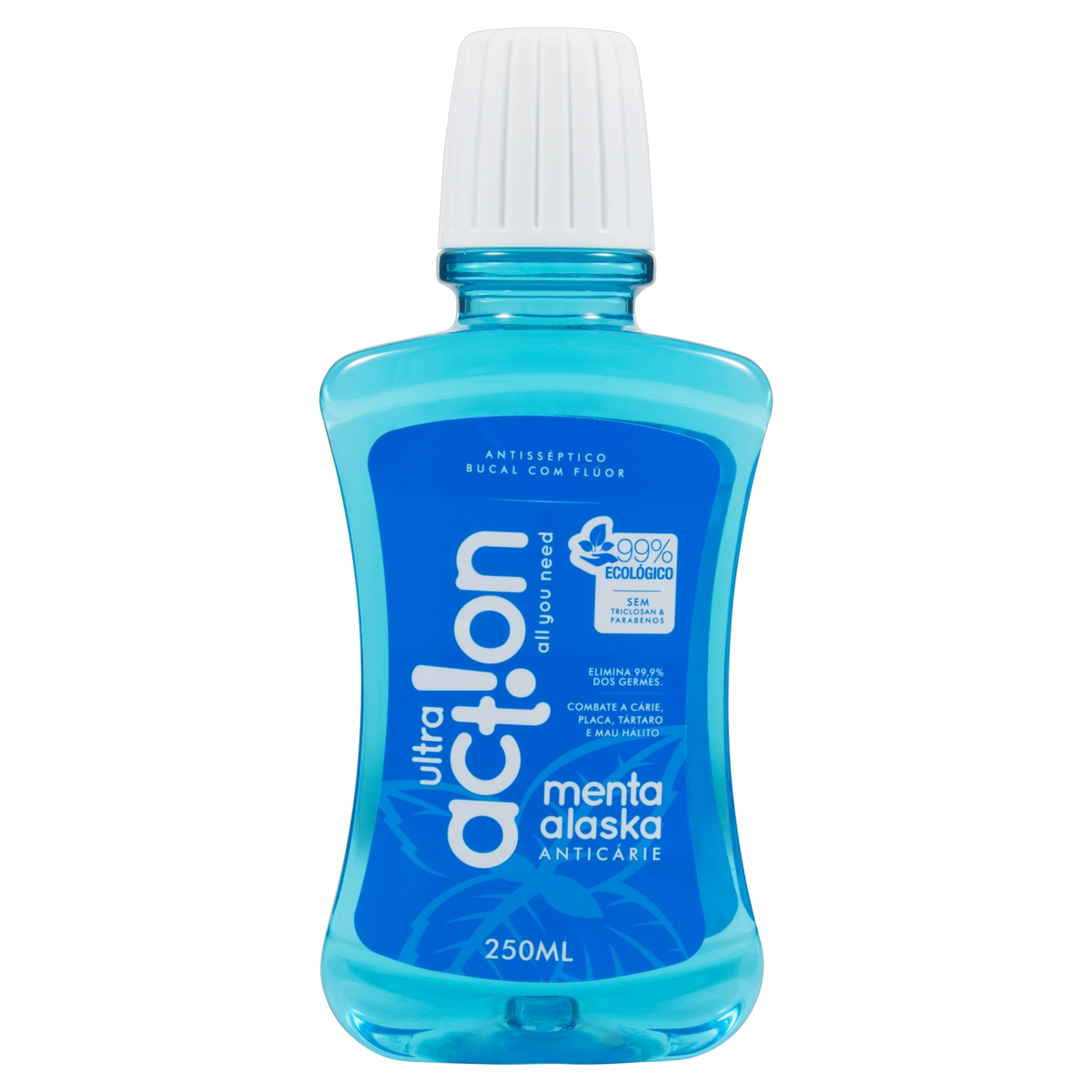 Enxaguante Bucal Antisséptico Com Flúor Menta Alaska Ultra Action Frasco 250ml