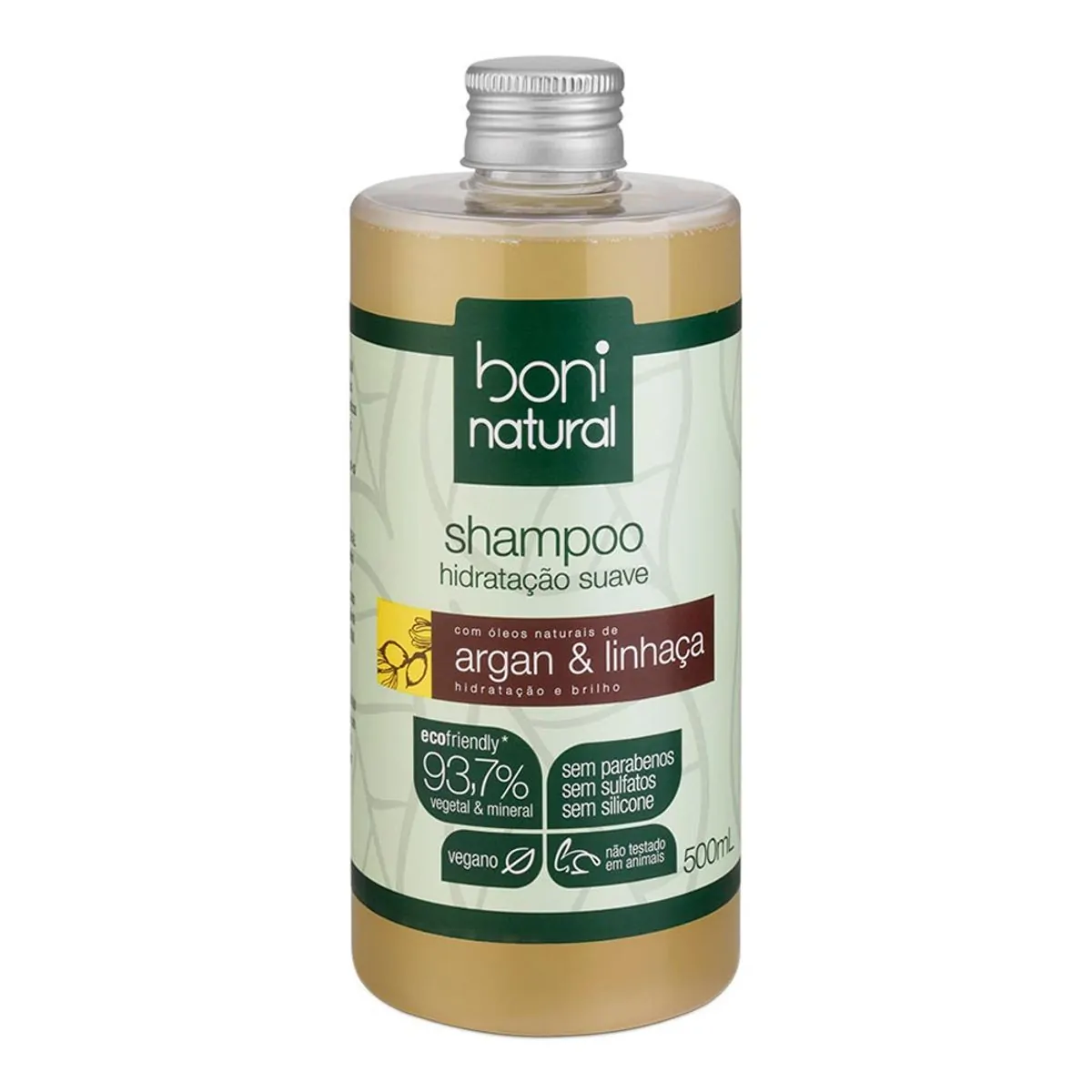 Shampoo Hidratação Suave de Argan &amp; Linhaça Boni Natural 500ml