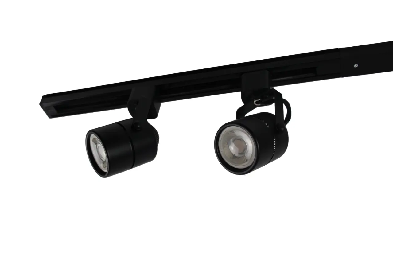 Kit Trilho 50cm Preto C/ 2 Spots 127v Gu10 E Lâmpada Branco Frio Dimerizável