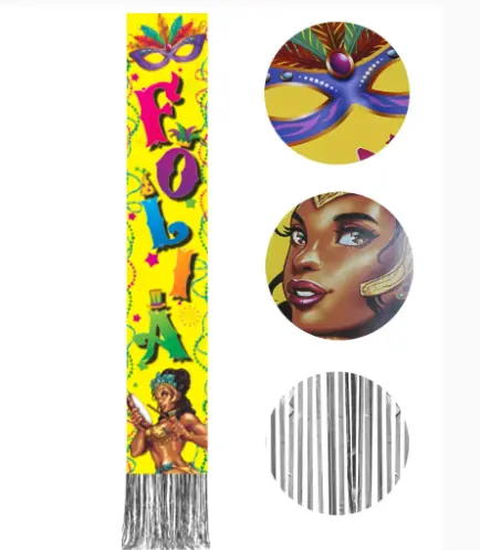 Faixa Vertical Carnaval Amarel C/fitilho