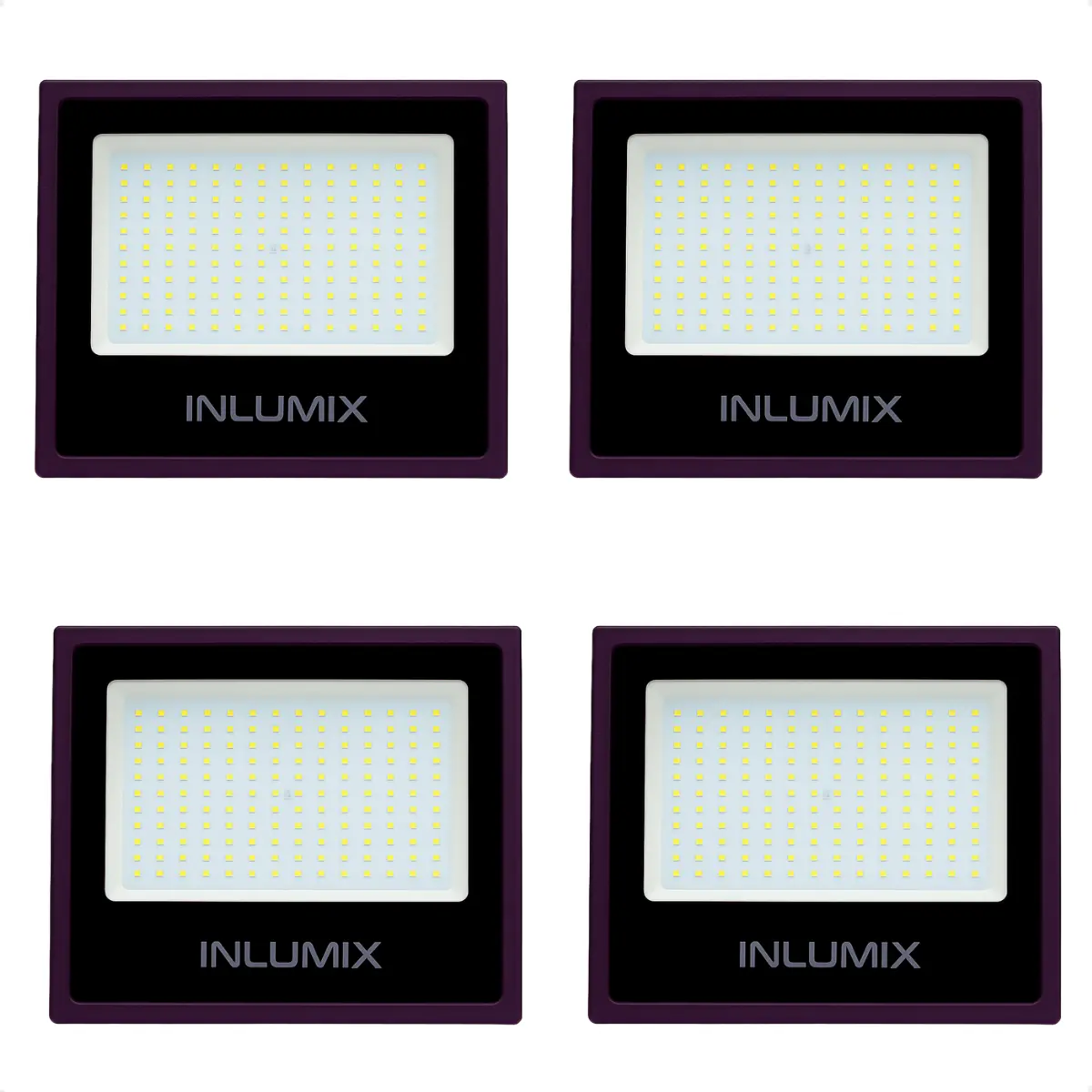 Kit 4 Refletor Holofote De Led 100w Branco Frio 6500k Preto 110/220v