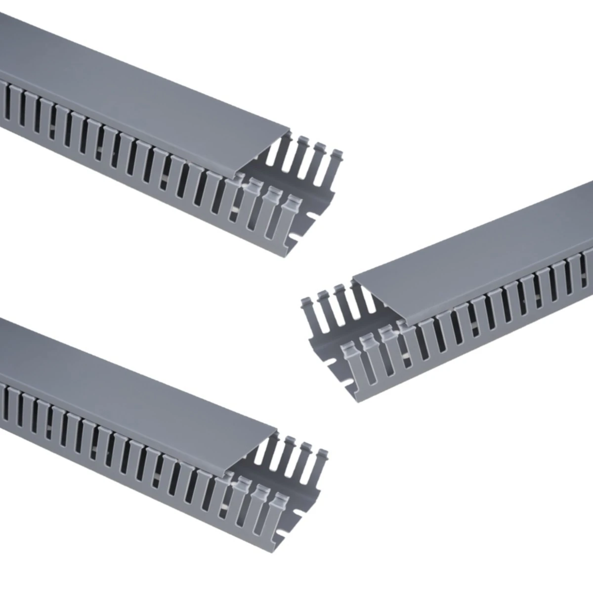 Kit 6mts Canaleta Aberta Painel Elétrico Fio 50x50 Cinza
