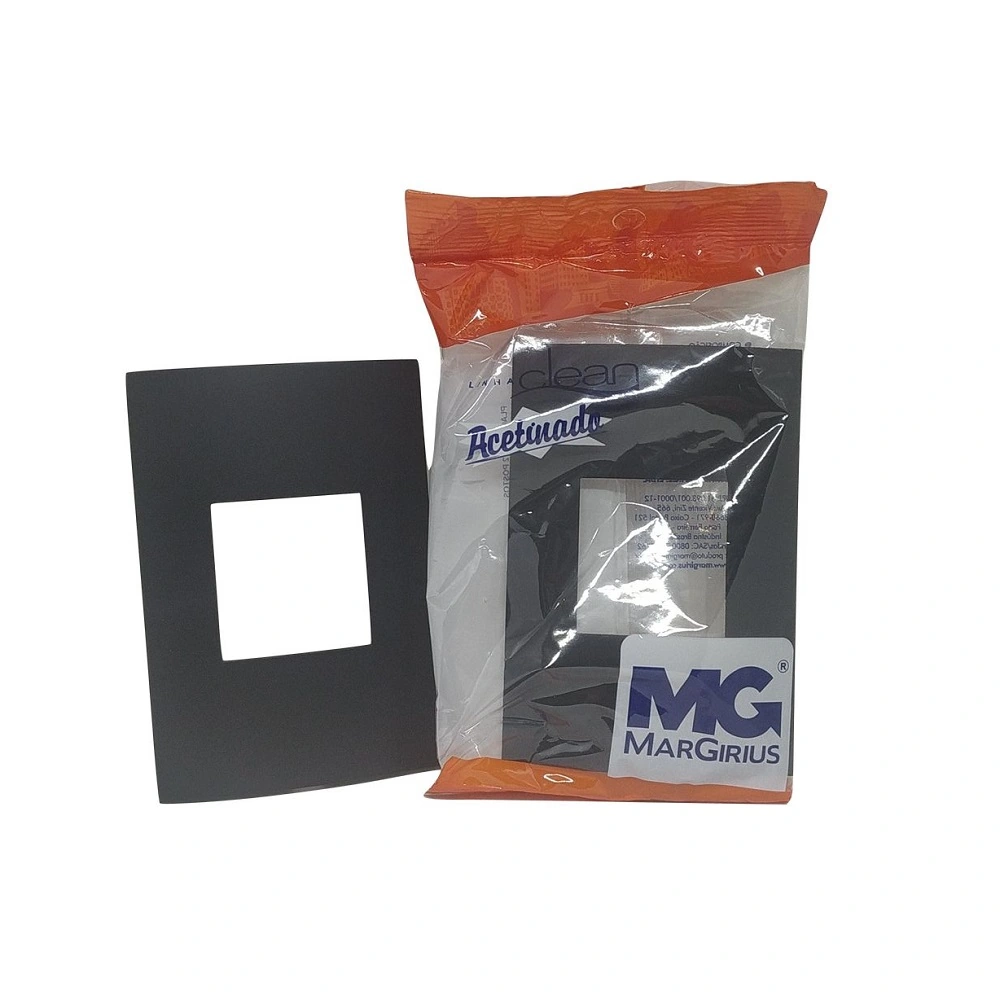 Placa P/ 2 X Modulo Horiz Clean Preto Fosco 4x2 Margirius