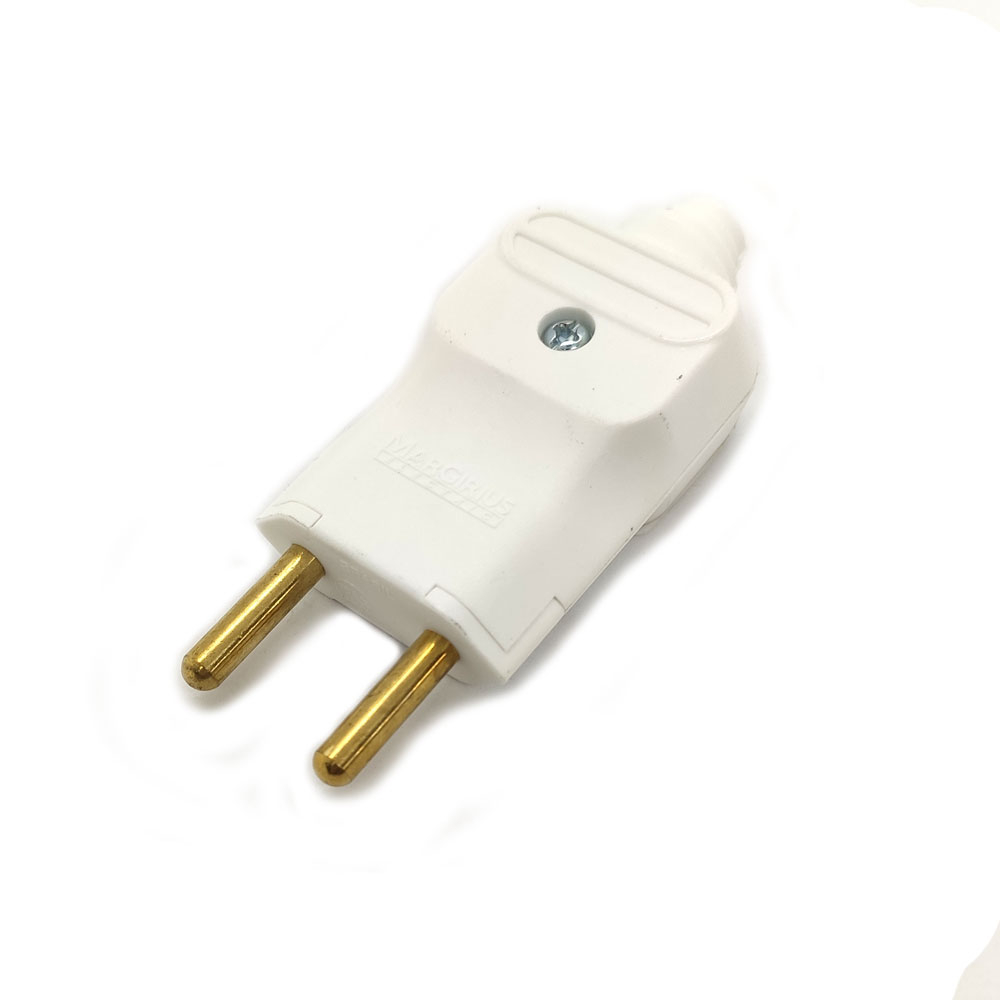 Plug Macho De 2 Pinos 20a 180º Pld2-2 Margirius - Branco
