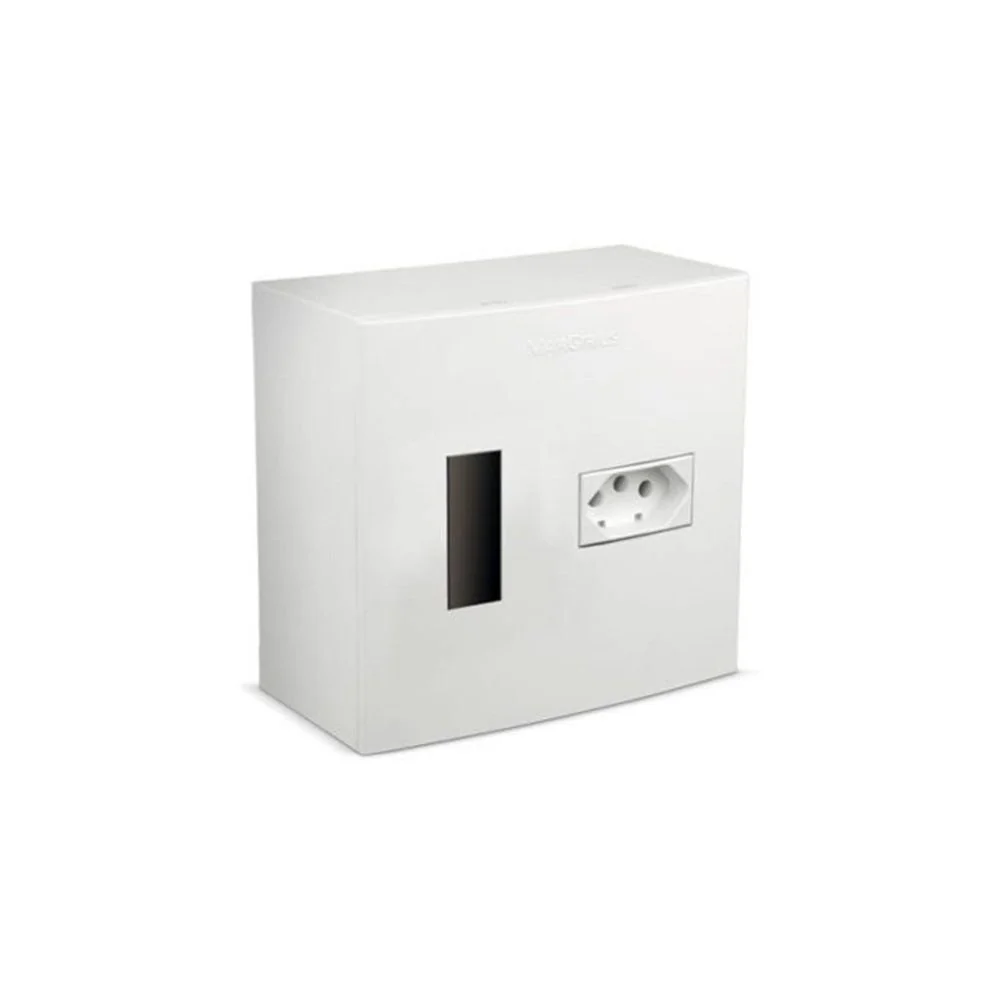 Caixa De Sobrepor Margirius 4x4 Cp1-01 Com Corte Para Disjuntor E Tomada 2p+t 20a Branca