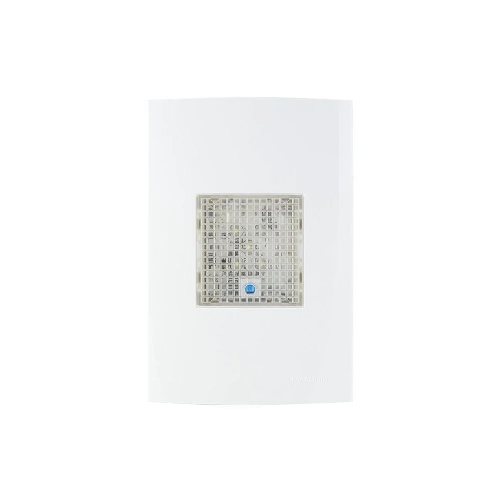 Luz De Emergência Margirius Clean/sleek 5 Leds Premium Com Placa 4x2 Branca Bivolt