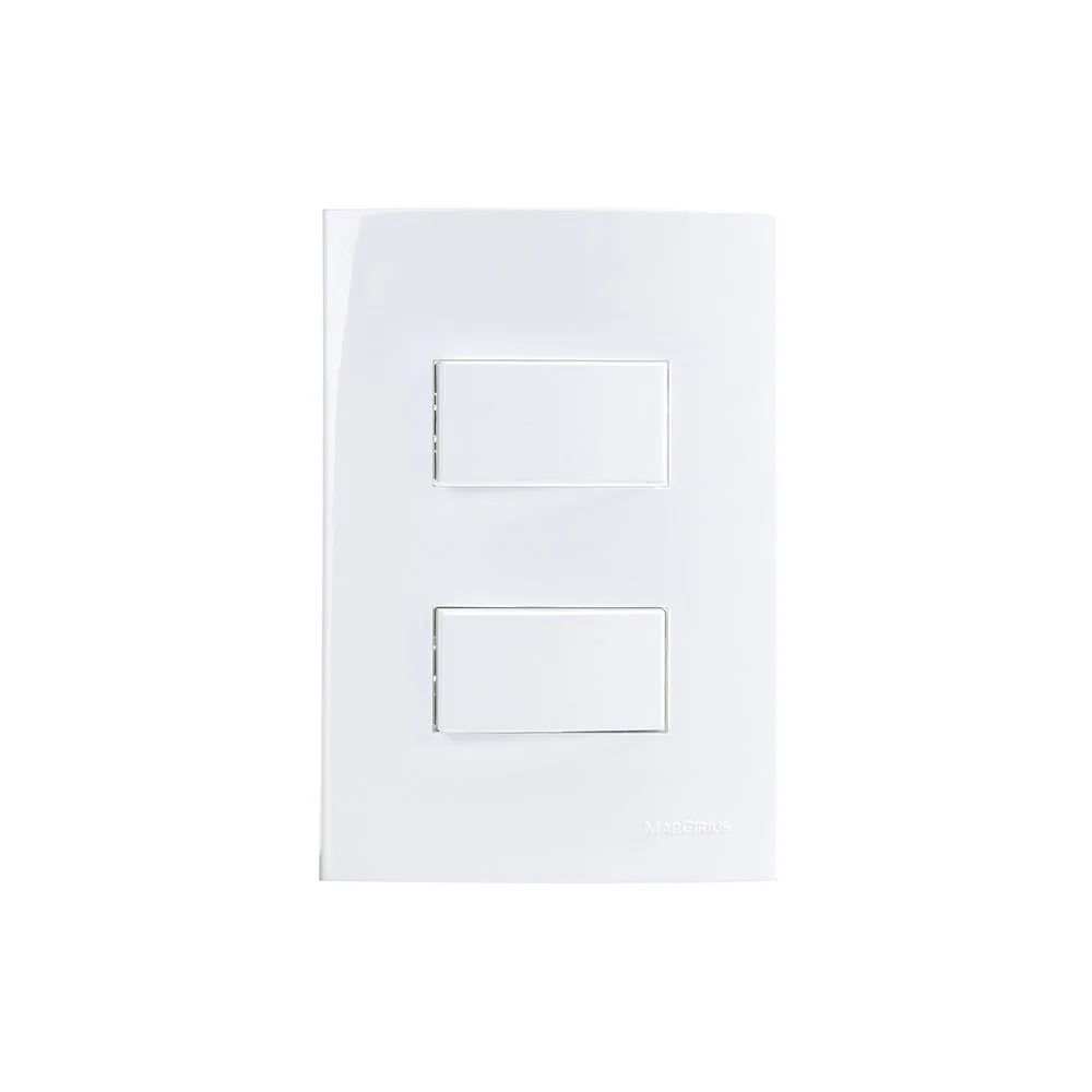 Interruptor Simples E Interruptor Paralelo Margirius Sleek 10a Com Placa 4x2 Branco Branco