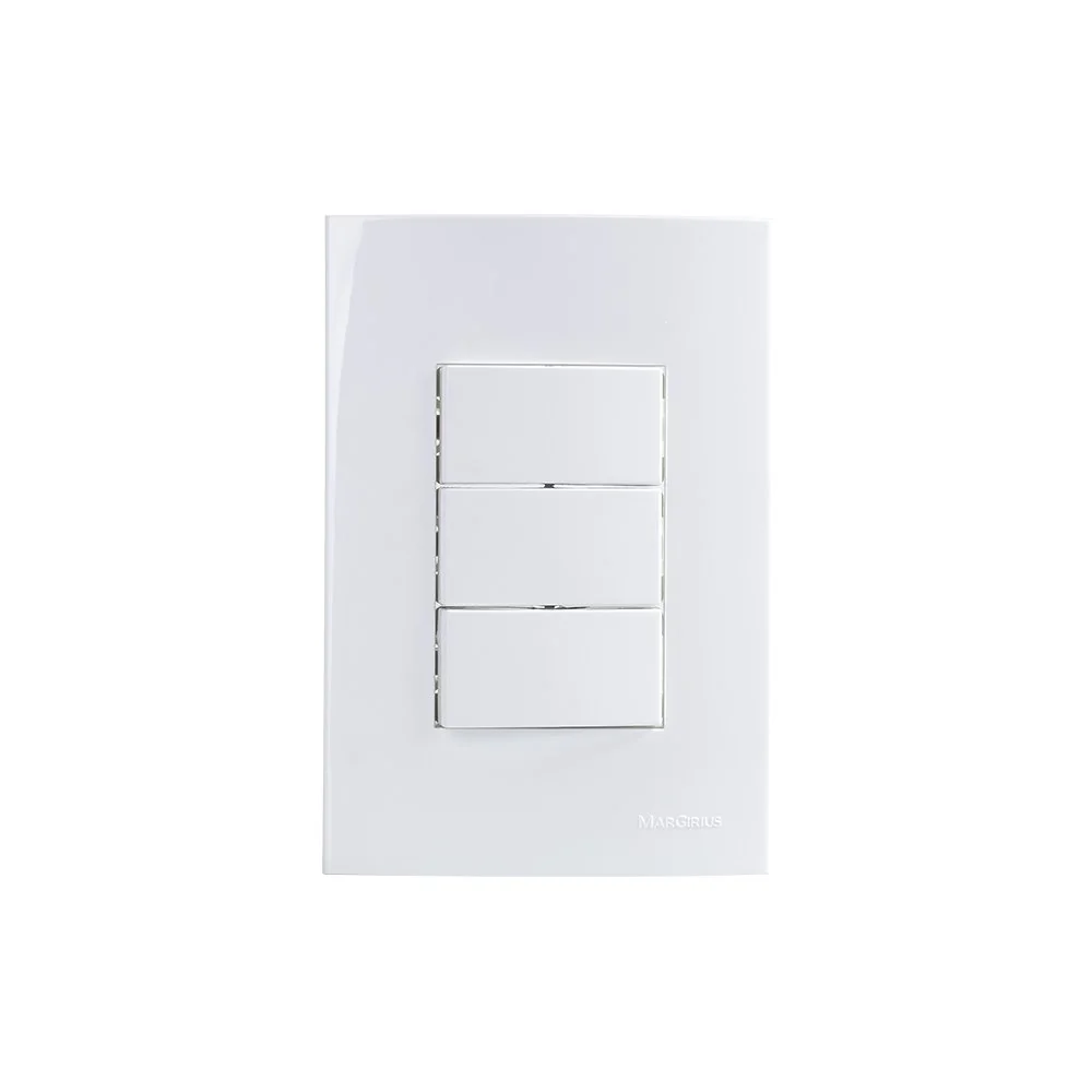 Interruptor Paralelo Triplo Margirius Sleek 10a Com Placa 4x2 Branco